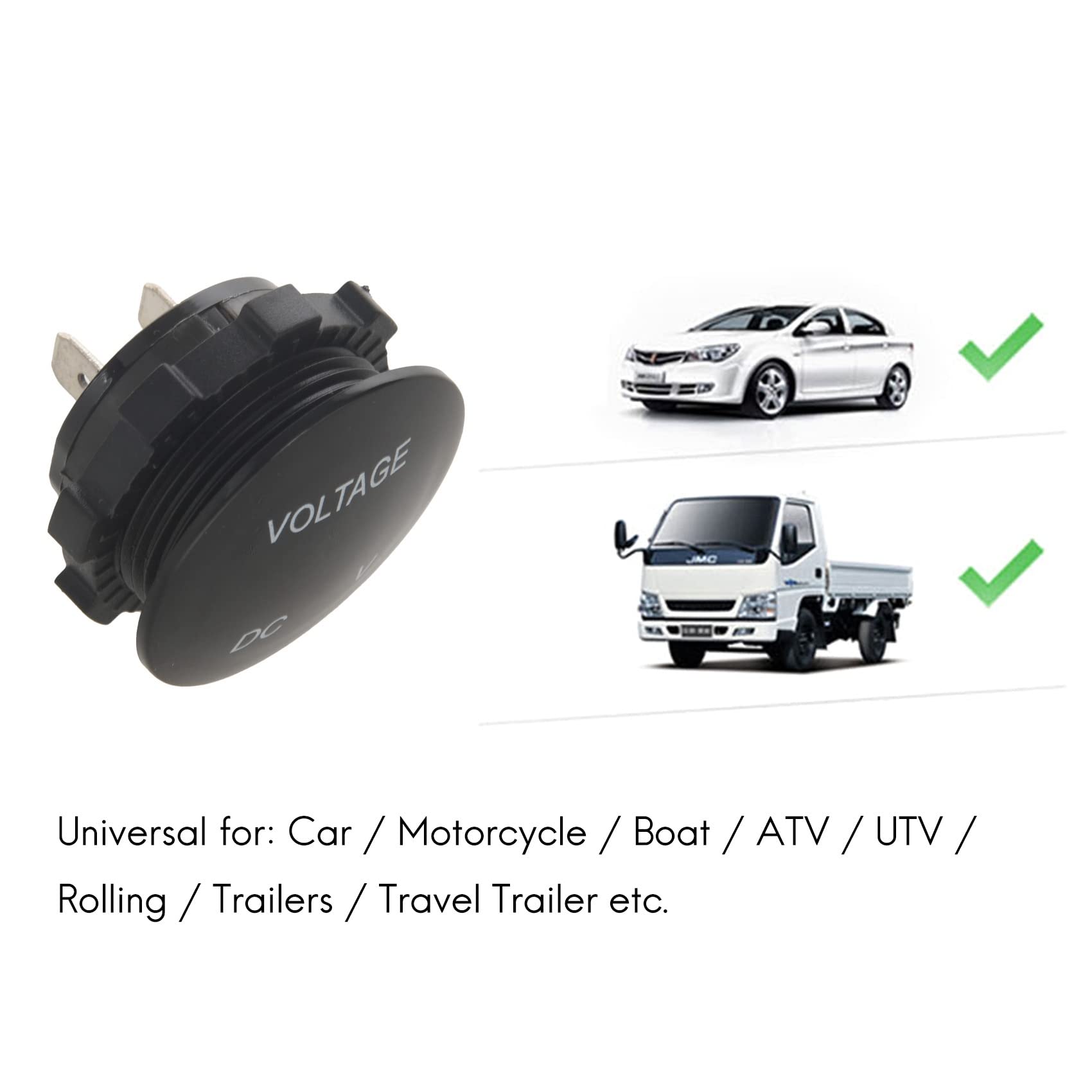 Voltmetro digitale per auto, termometro DC 12 V, 24 V, 36 V, 2 in 1 LED, monitoraggio della