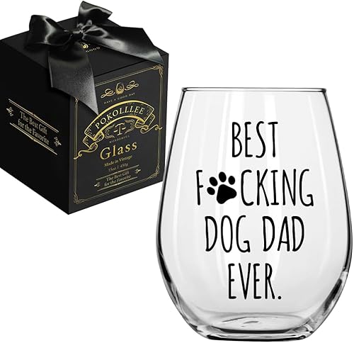 Miniatura 1 de Pokolllee Best Dog Dad Ever - Copa de vino sin tallo, cita divertida, tema de perro, regalos para hombres, dueños de perros, abuela, perro, papá,