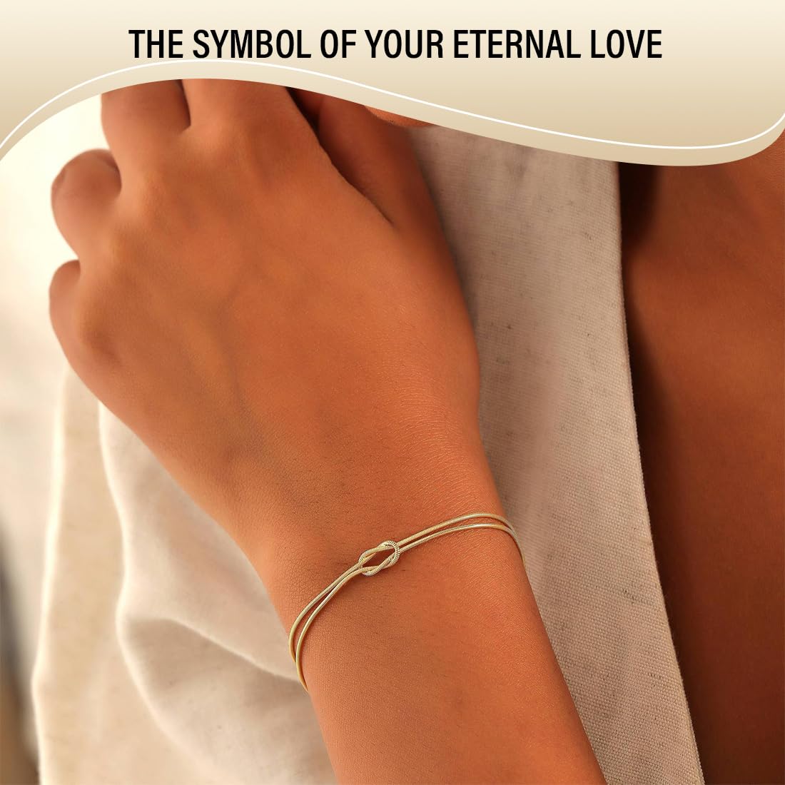 Bracciale Donna Oro Con Nodo Intrecciato – Gioiello Artigianale Regolabile In Acciaio Inox Ipoallergenico, Regalo Elegante - 3