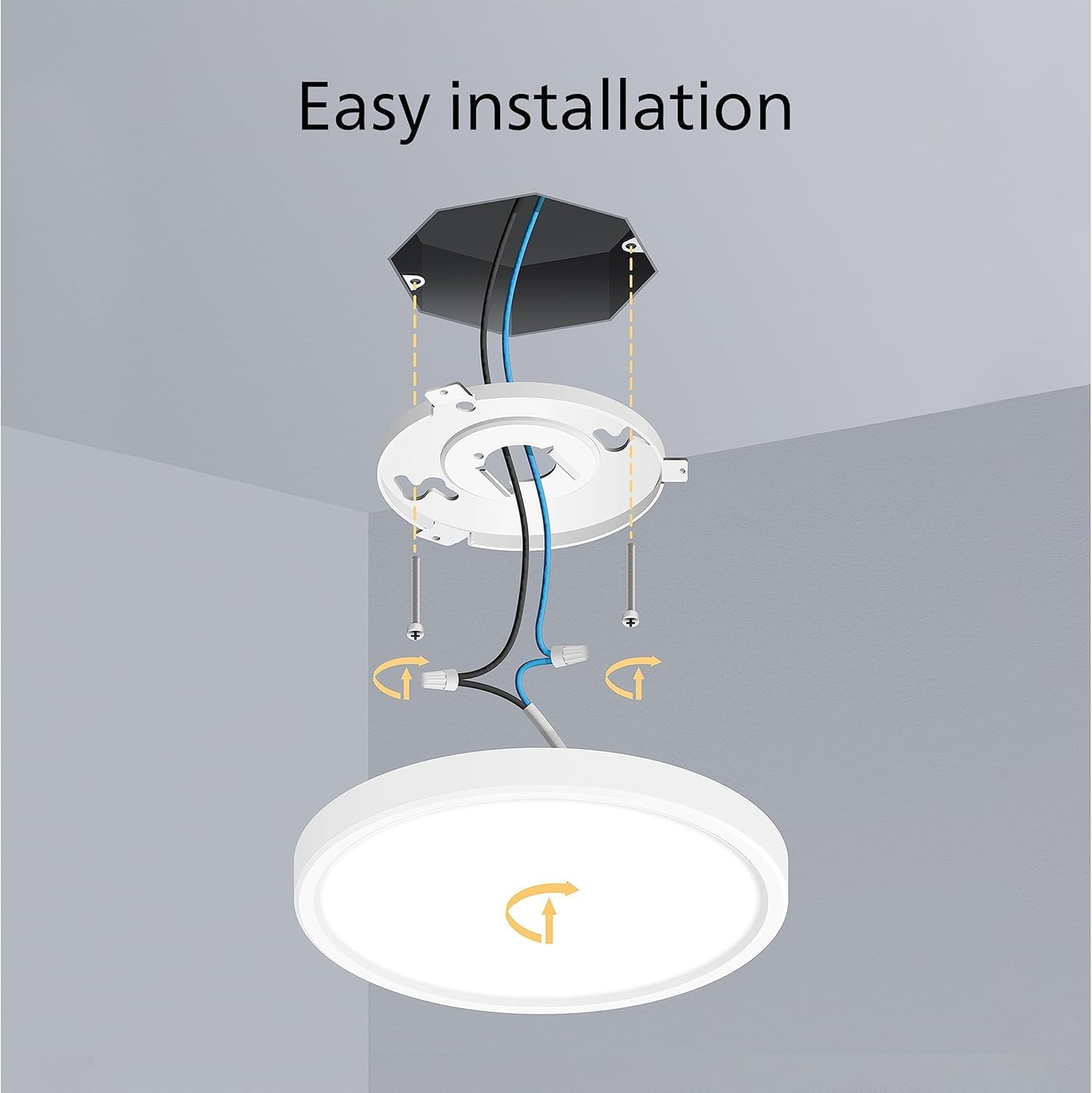 PHILIPS LED Flush Mount Ultra Thin Black Ceiling Light 2-Pack Bright White (3000K) 1500 Lumen (22W = 100W) No Bulbs Required