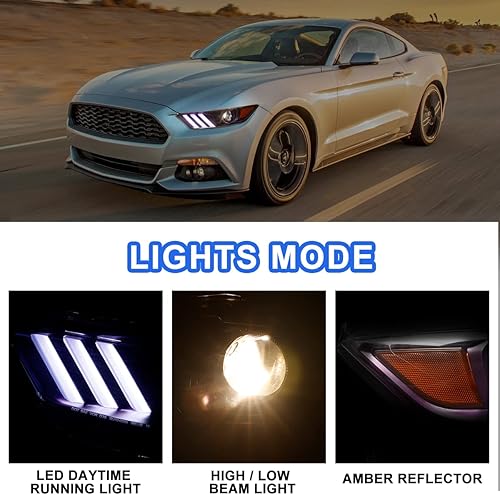 Miniatura 5 de Nixon Offroad Conjunto de faros delanteros de proyector para Ford Mustang Coupe y Convertible 2015-2017/Ford Shelby GT350 2016-2020, faros de haz