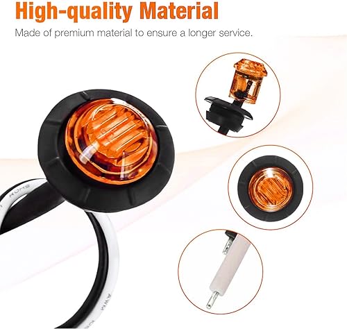 Vista 27 de KEING Paquete de 10 luces LED redondas de 3/4 pulgadas, color rojo, indicador, luz indicadora lateral para camión, remolque, caravana, cabina