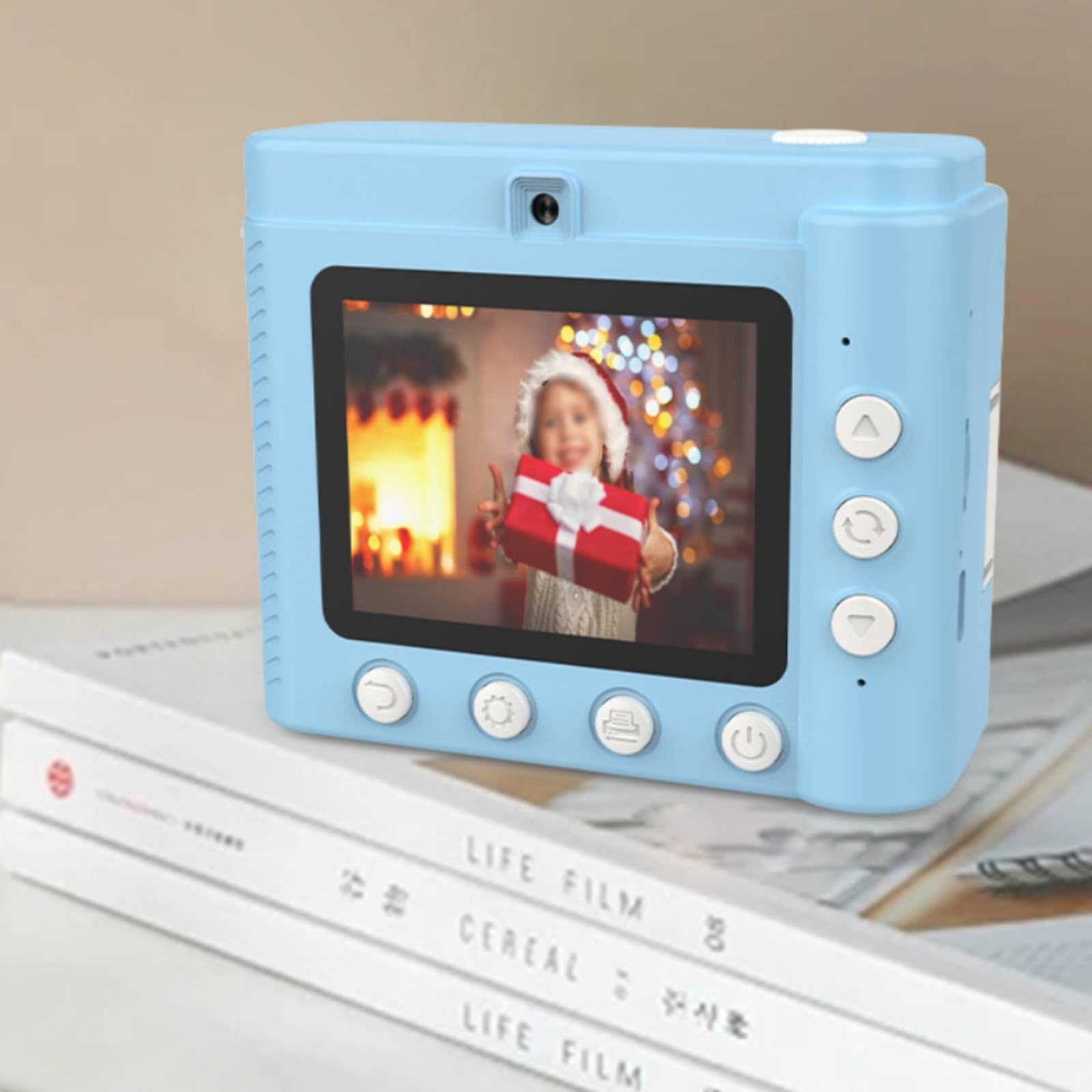 Cámara Infantil Alta finición con Impresión Batería Recargable Cámara Infantil Impresión sin Tinta Juguete Electrónico para Niños, Regalo, Azul