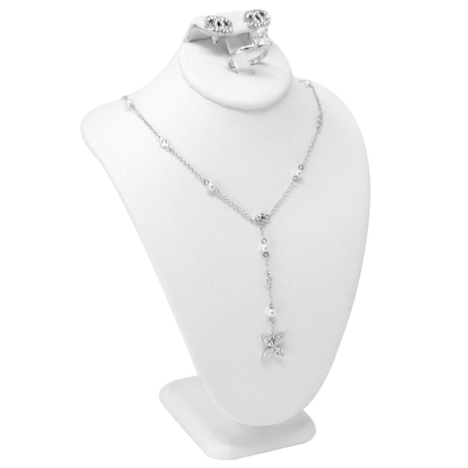 8 3/4 Height Mooca Linen Covered Wood Jewelry Display Necklace Chain