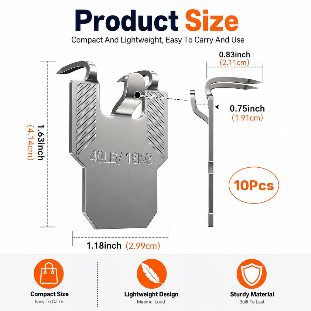 HASTHIP Drywall Picture Hangers - 40 lb Hooks -2