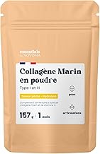 Marine Collagene Powder Type 1 and 3, Peach Flavor, Hydrolyzed Peptides 2000 DA, Moisturized Skin & Flexible Joints, Sachet 157 g, 5 g per day, 30 day cure, Essentials by Novoma
