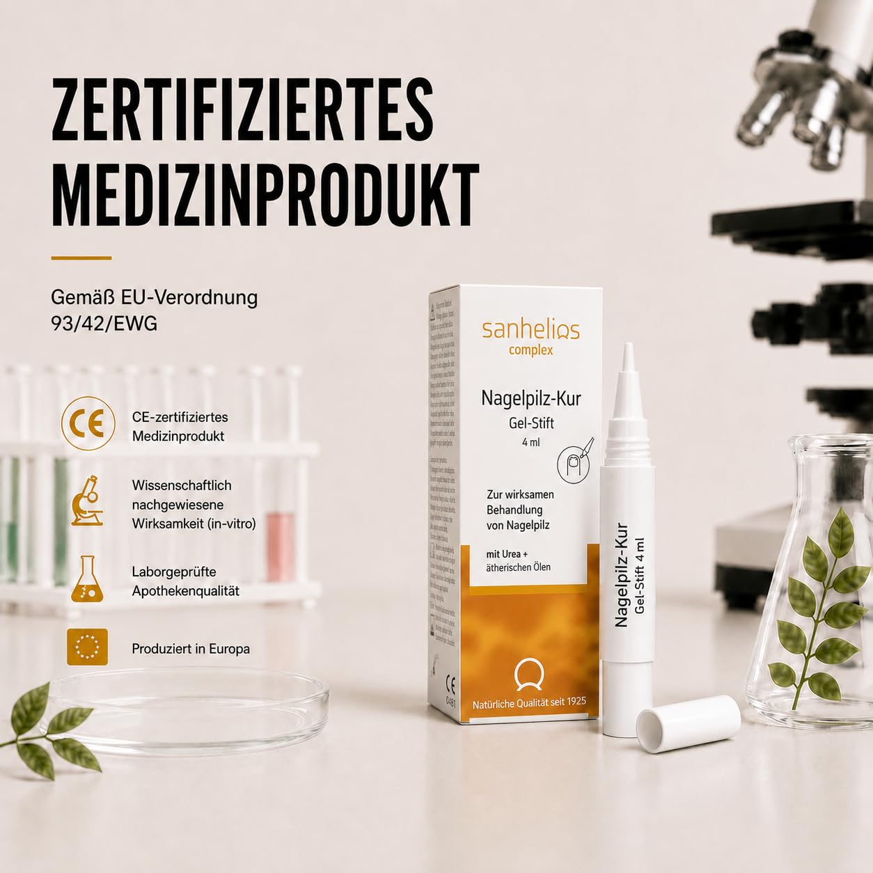 Sanhelios Pióro żelowe do leczenia grzybicy paznokci | skuteczne leczenie grzybicy paznokci | udowodnione działanie* | bez pilników | z biotyną i olejkami eterycznymi