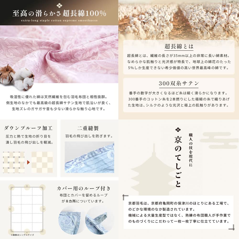 Amazon｜羽毛布団 マザーグース 95% シングル ≪西川カバー