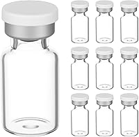 YBEATY 10 Pack 2ml Transparent Glass Sample Vials with Self-Healing Injection Caps - Sealed Storage for Oils & Medicines