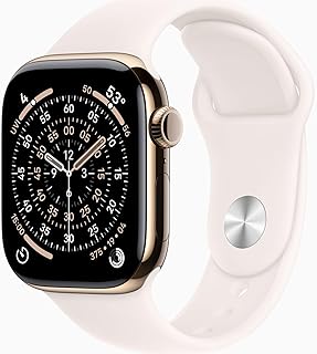 Apple Watch Series 11 [GPS + Cellular, 42mm] Caja de Titanio Oro con Correa Deportiva Rosa Rubor, S/M (Reacondicionado)