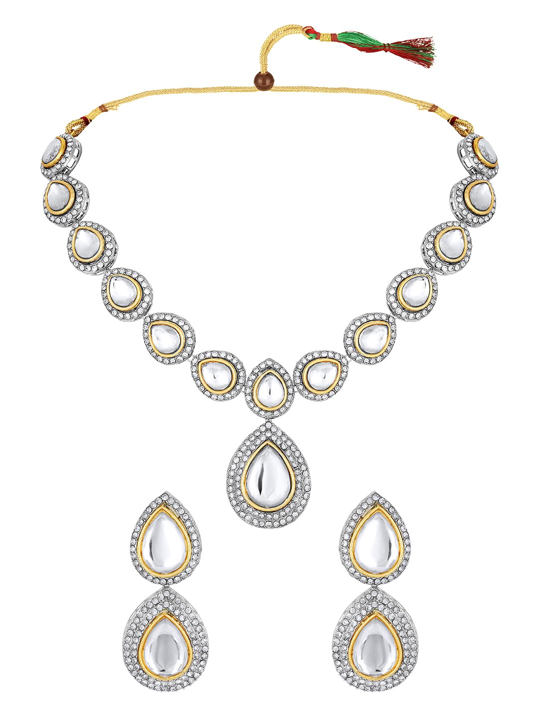 ASMITTA Jewellery Latest Stylish Fancy Ethnic Kundan Jewellery Set for Women | American Diamond Necklace Set With Earringa | Dual toned Festive Wedding Party Necklace | Gold Plated | Just Like Original Gold Jewellery (B0DB7TPQLQ) Amazon Price History, Amazon Price Tracker