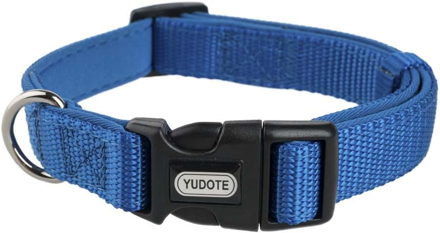 YUDOTE Basic Solid Dog Collars, Heavy Duty Nylon Dog Collar for Small Dogs, Adjustable, Soft, Thick, Pink, Small, Neck 10"-15"