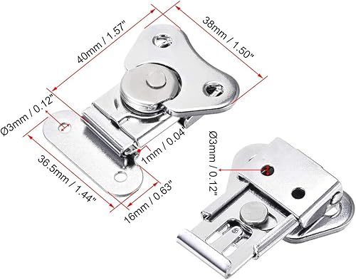 Miniatura 2 de uxcell Abrazadera de palanca de hierro de 1.57 pulgadas con cierre giratorio de mariposa para caja de caja - 2 piezas (plata)