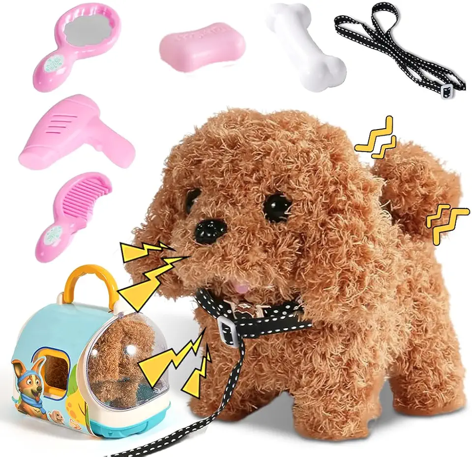 Elektrisk plyschhund leksak som springer