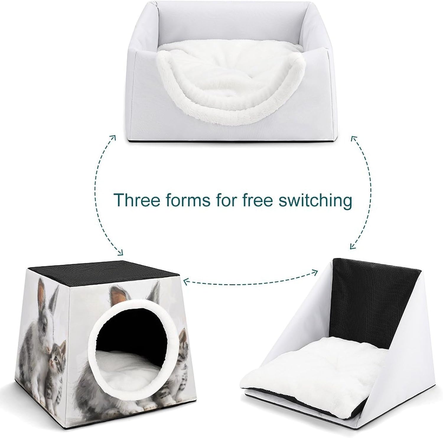 Pet Sleeping Nest Bed, Rabbit and Cat Printed Dog House Cat Nest, Winter Pet House are Suitable for Most Cats, Dogs, and Other Small Pets