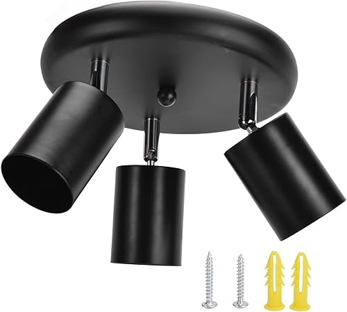 Lámpara de techo LED con 3 focos, soporte para proyector de techo GU10, lámpara de pared giratoria de montaje empotrado, soporte de luz direccional