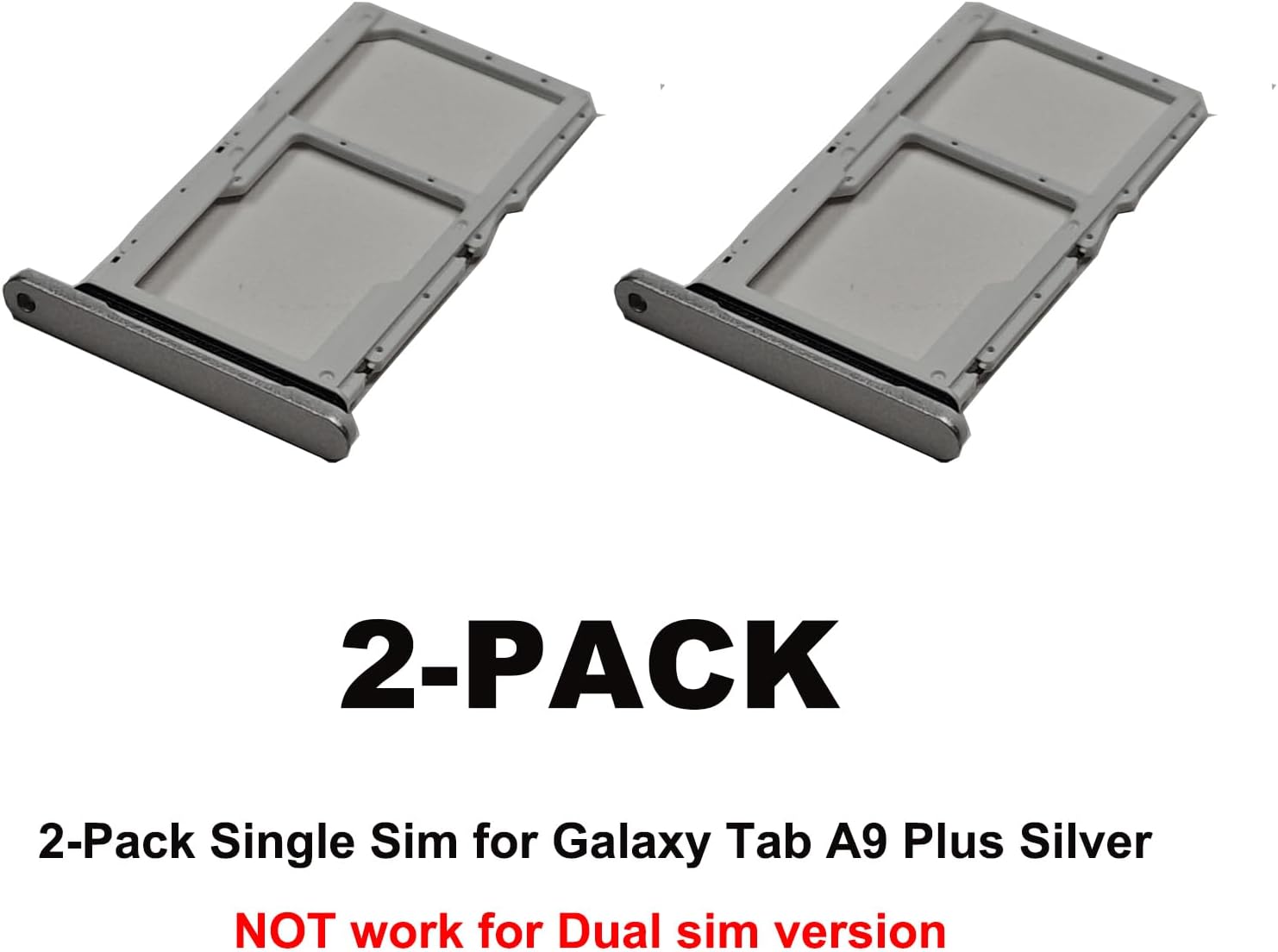 2 PCS for Galaxy Tab A9 Plus 11.0 2023 Single SIM Card Tray Replacement, Single SIM Card Slot Holder Compatible with Galaxy Tab A9 Plus 11.0 2023 (Silver)