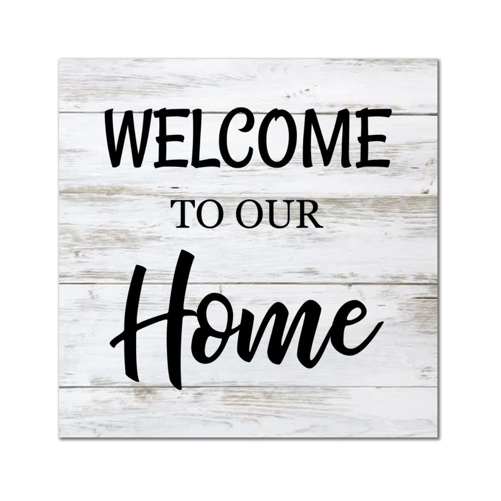 Plaque Welcome to Our Home déco murale rétro bois 35 cm pour salon et porche