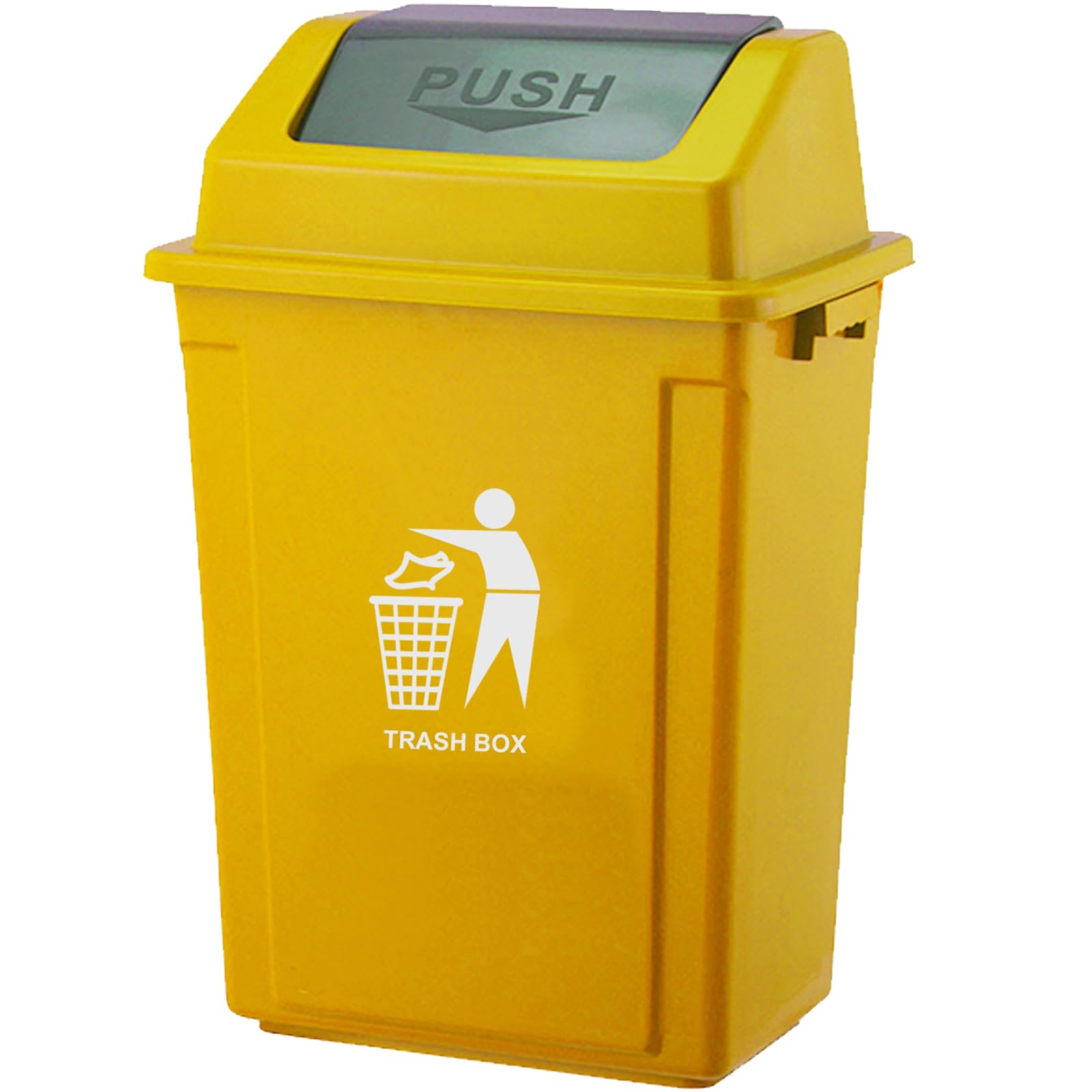 40L Swing Trash Bin Large Plastic Recycling Rubbish Waste Dustbin Home Kitchen Office Indoor Outdoor Rubbish and Waste Bin Waste Trash Black | Grey | Red| Yellow | Green | Blue (40 Litre Yellow)