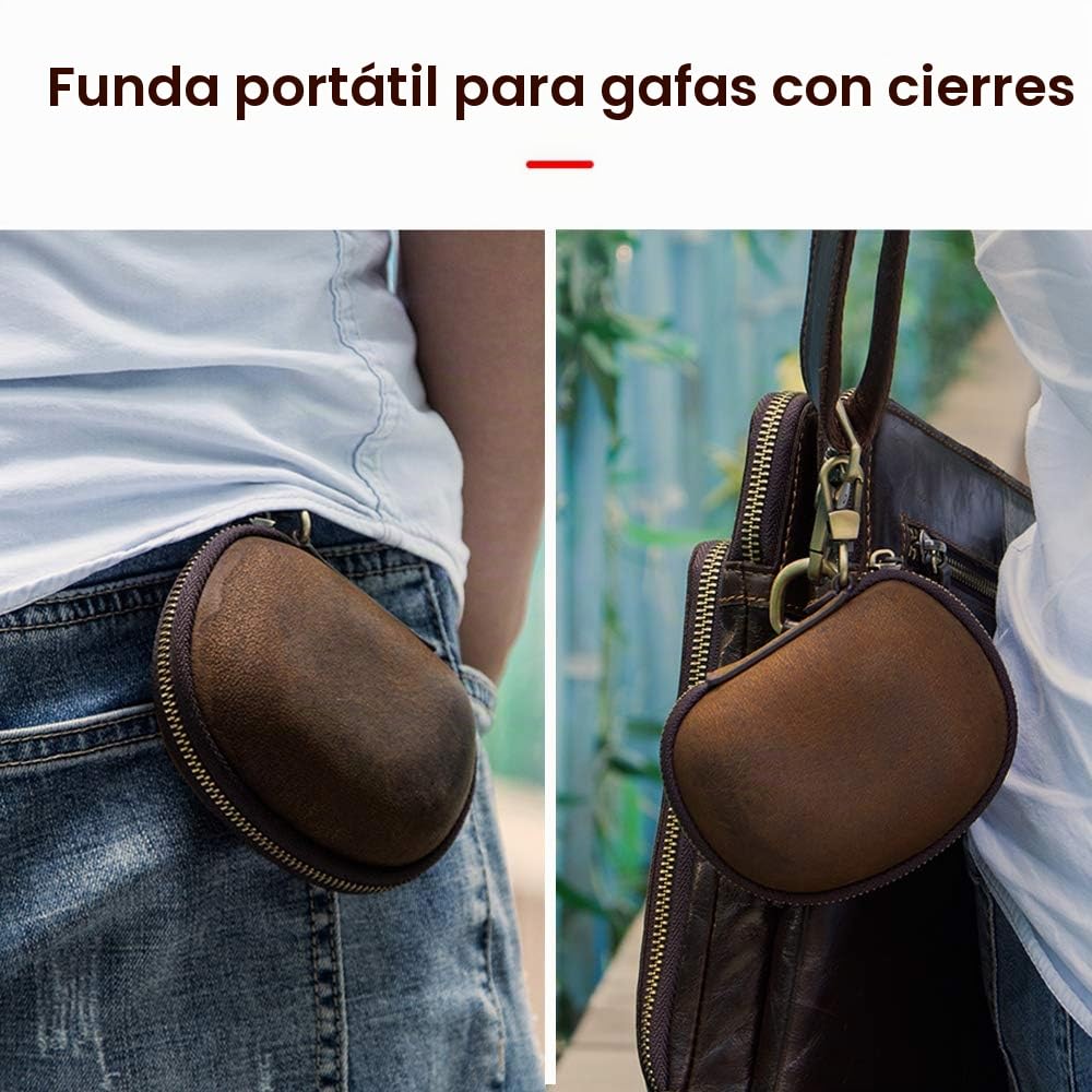 CONTACT'S FAMILY Funda plegable para gafas, funda plegable de cuero para gafas de sol, funda de almacenamiento portátil, mini bolsas de viaje de almacenamiento multifuncional para hombre y mujer
