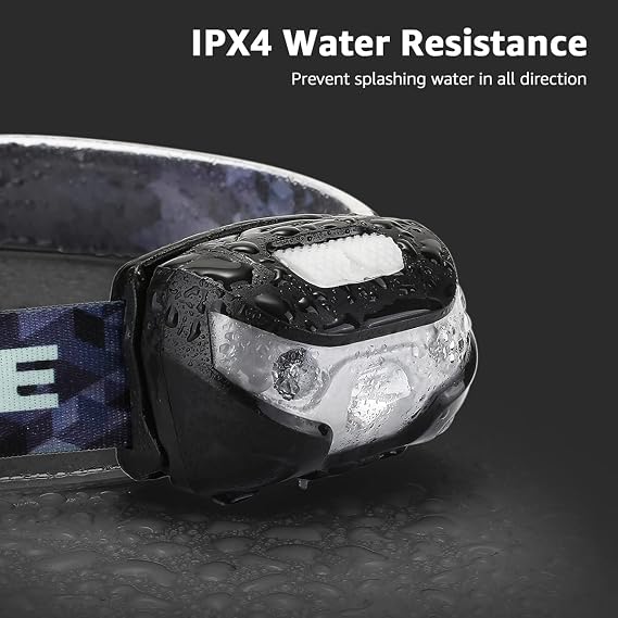 Lepro LED Headlamp Rechargeable IPX4 Waterproof Headlight 5 Modes - Black