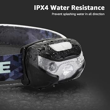 Lepro LED Headlamp Rechargeable IPX4 Waterproof Headlight 5 Modes - Black