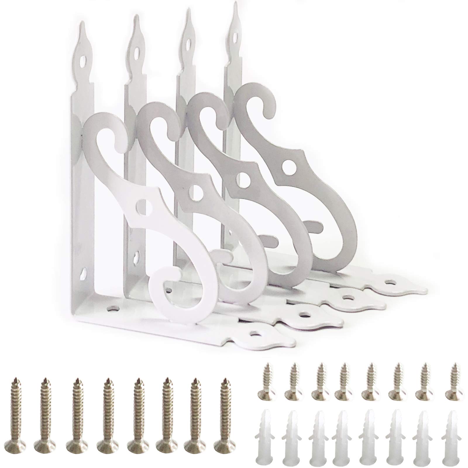 4 Piezas Soporte de Estante, Forma de L Soporte de Ángulo, Soportes Decorativos para Estantes, para Soporte de Montaje en Pared, Jardín, Decoración de Bricolaje(Blanco)