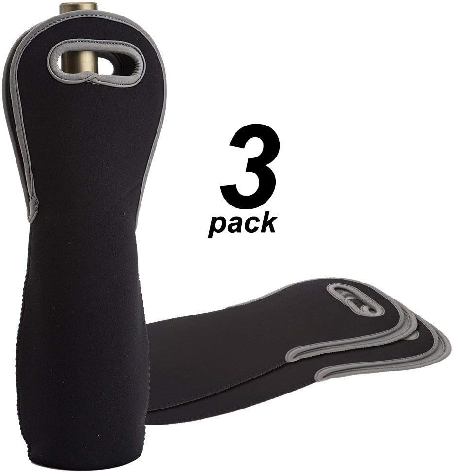 Single Bottle Neoprene Protection Tote Bag Holder for Travel/picnic Carrying Red,white Wine Bottle - 3 Pack
