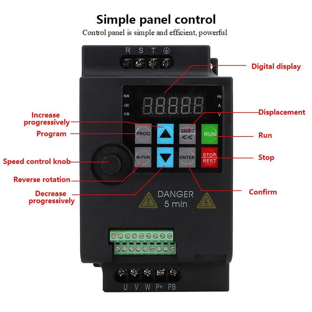 Inverter VFD Trifase 2,2 KW 380 V, Regolatore di Velocità per Motori CA con Convertitore di Frequenza, Controllo PWM (SKI780-2D2G-4) Inverter a Frequenza Variabile