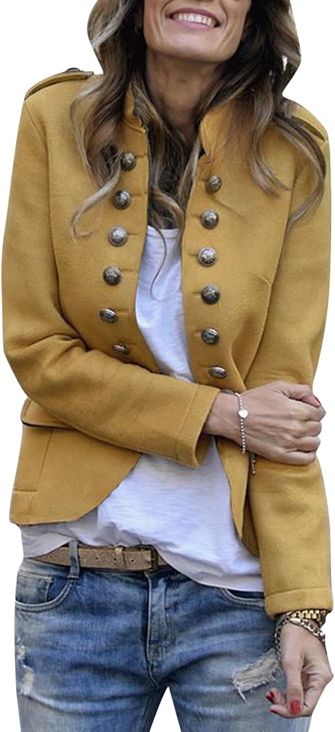 Winter Fall Ladies Blazer Button Down Wool Vintage Comfort Work Women Jackets Fashion Lightweight Women Suit Jacket