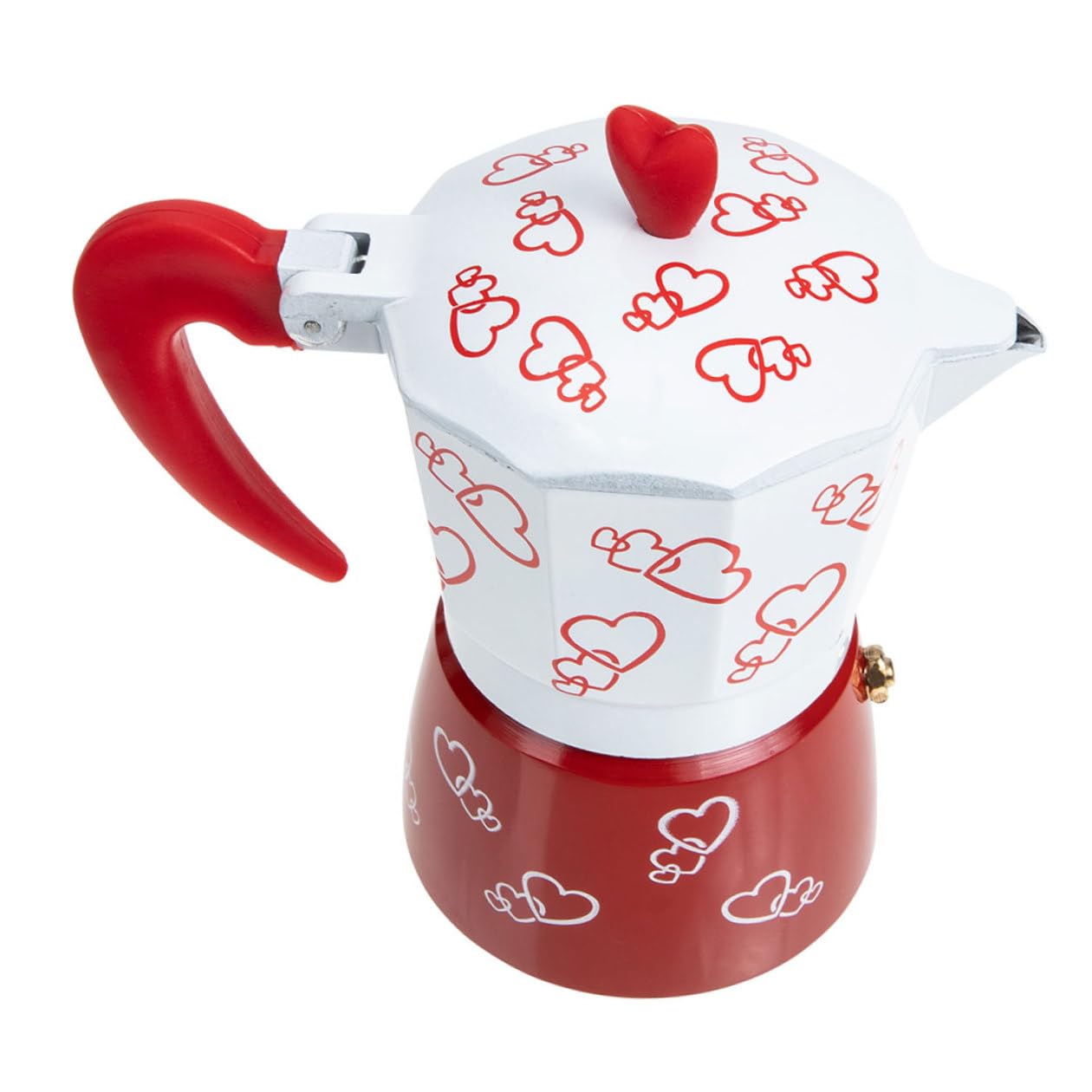 Veemoon Cafetière Italienne 6 Tasses en Alliage d'Aluminium Rouge avec Filtre Intégré Portable Maison Bureau Extraction Rapide et Saveur Optimale
