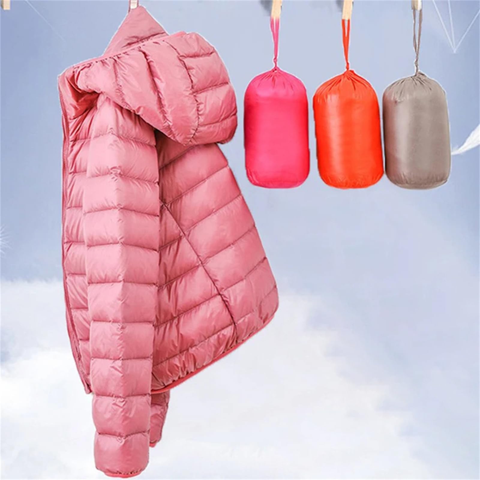 Chaqueta De Plumón De Pato Ligera Para Mujer - Abrigo De Plumas Con Capucha De Invierno Cálido, Tela Acolchada Para Mujer Para Niñas