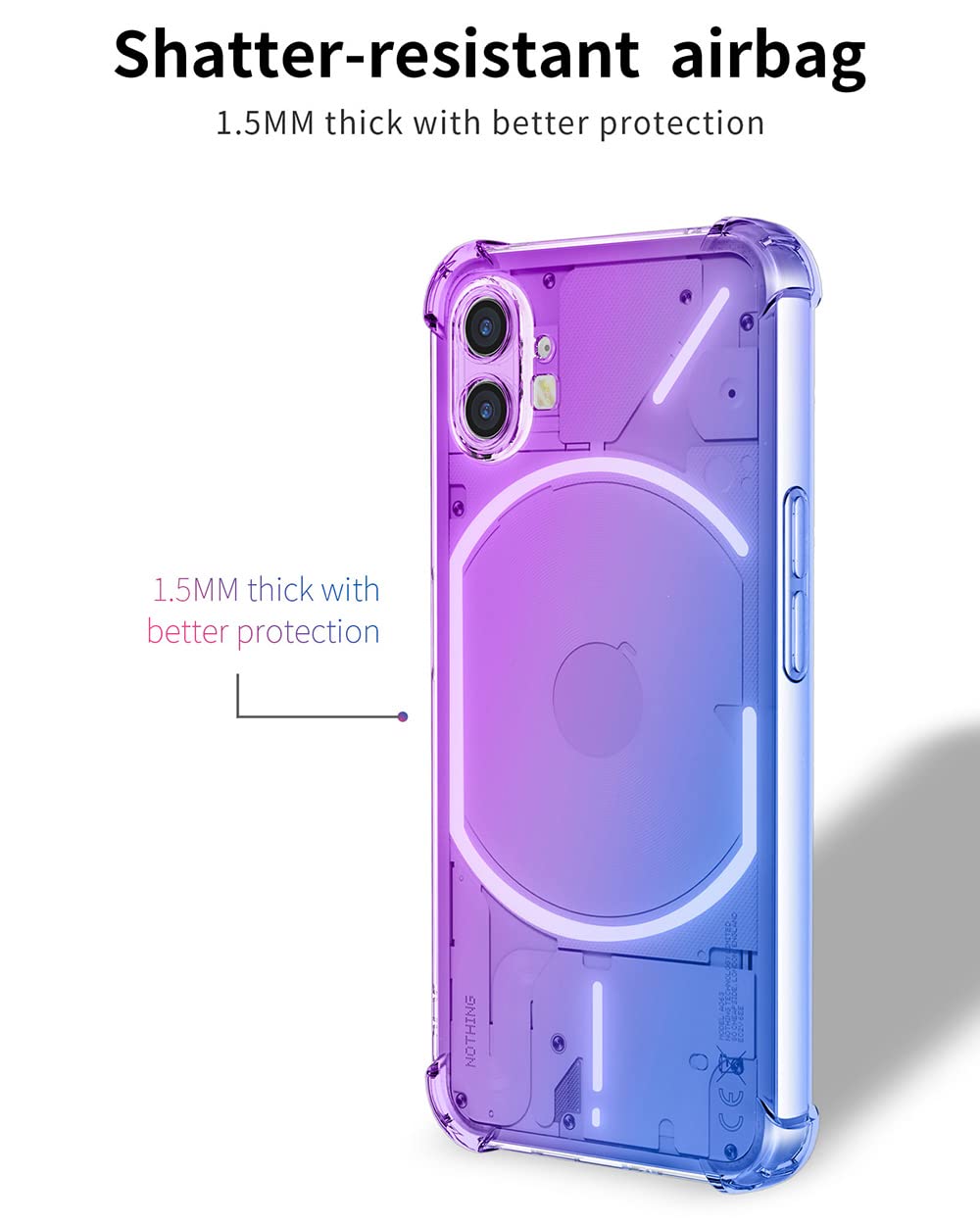 HAOYE Cover Per Nothing Phone (1) In TPU A Gradienti Rosa/oro: Sottile, Antiurto E Antiscivolo
