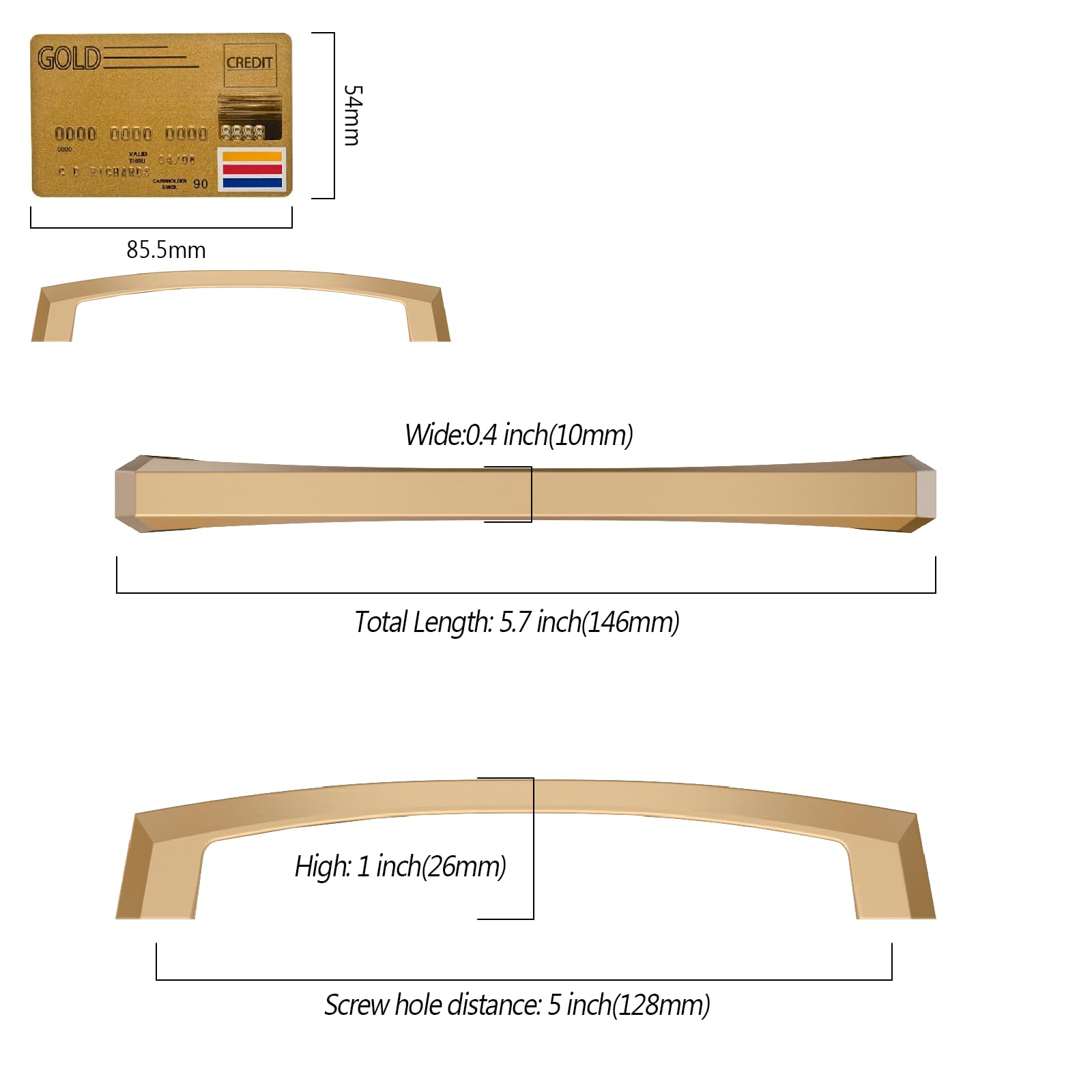Amerdeco 10 Pack Champagne Bronze Cabinet Pulls 5 Inch(128MM) Hole Centers Kitchen Cabinet Handles Hardware — Amazon image 5