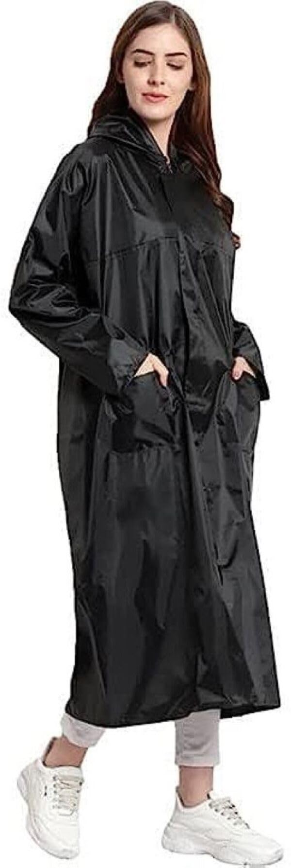 Casual Solid Women Raincoat (RC Long-Black W-XL)-image-22