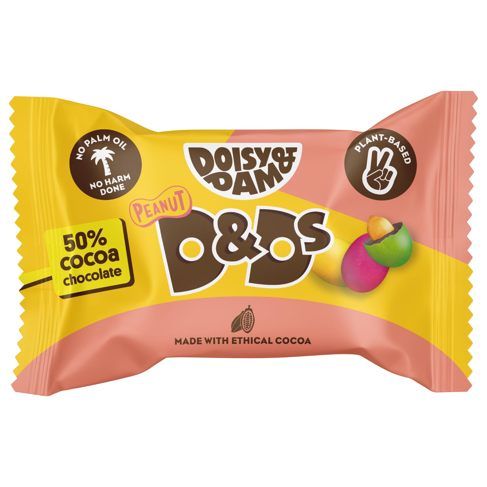 Doisy & Dam Dark Chocolate Peanuts (18 x 30g Pack) | Crunchy chocolate covered Peanut (D&Ds) | Single Origin | 50% Cocoa | No Palm Oil | Vegan Ethical Sharing Bags | Dairy-Free | Natural Ingredients