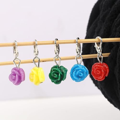 Miniatura 5 de DoreenBeads Marcadores de puntada para tejer ganchillo, 12 piezas de flores de rosas extraíbles con cierre de bloqueo para tejer, accesorios de