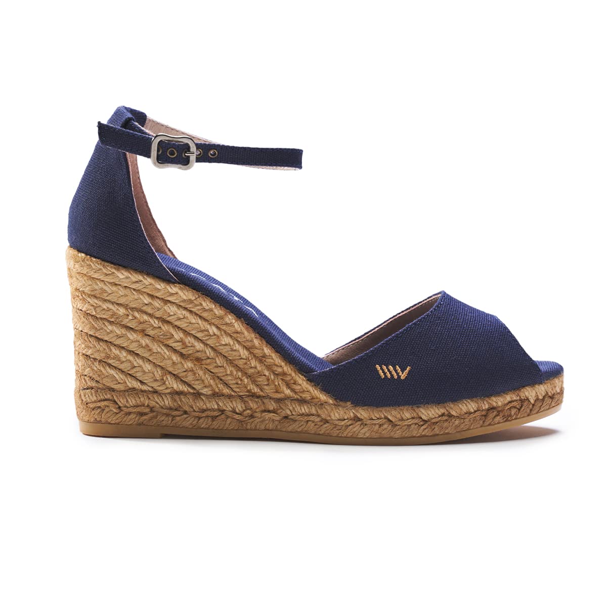 Viscata Aiguafreda Espadrille Canvas Wedges Spain Handmade 3 ½” Heel Women's Open Toe Sandals with Breathable Organic Cotton Canvas and 100% Natural