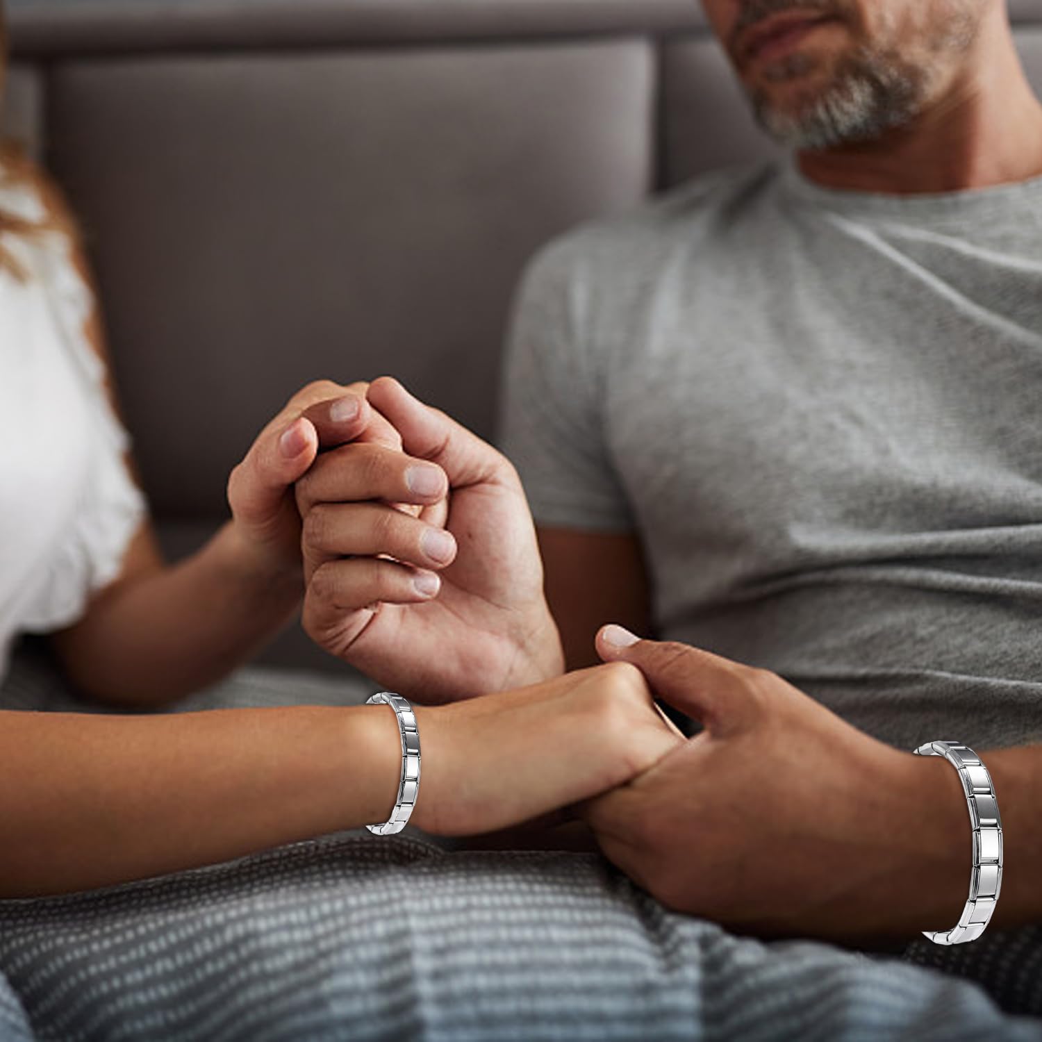 SLEEKEE 2 pulseras de plata de 9 mm para hombre, estilo italiano, pulseras de parejas, pulsera elástica de acero inoxidable, pulsera de titanio de acero inoxidable, regalo para amigos, Acero