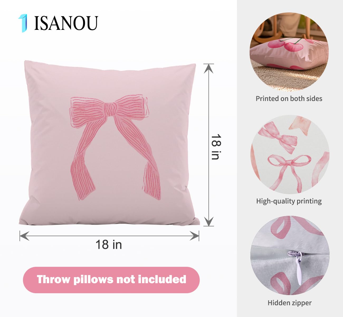 Rosa Schleifenkissen Aus Plüsch – Dekokissen 30 Cm Für Sofa & Bett
