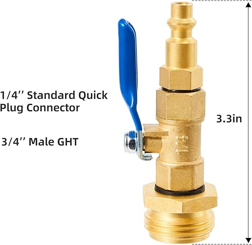 Miniatura 2 de Adaptador de soplado de latón para autocaravana, enchufe de conexión rápida macho de 14 pulgadas y rosca GHT hembra y macho de 34 pulgadas, con