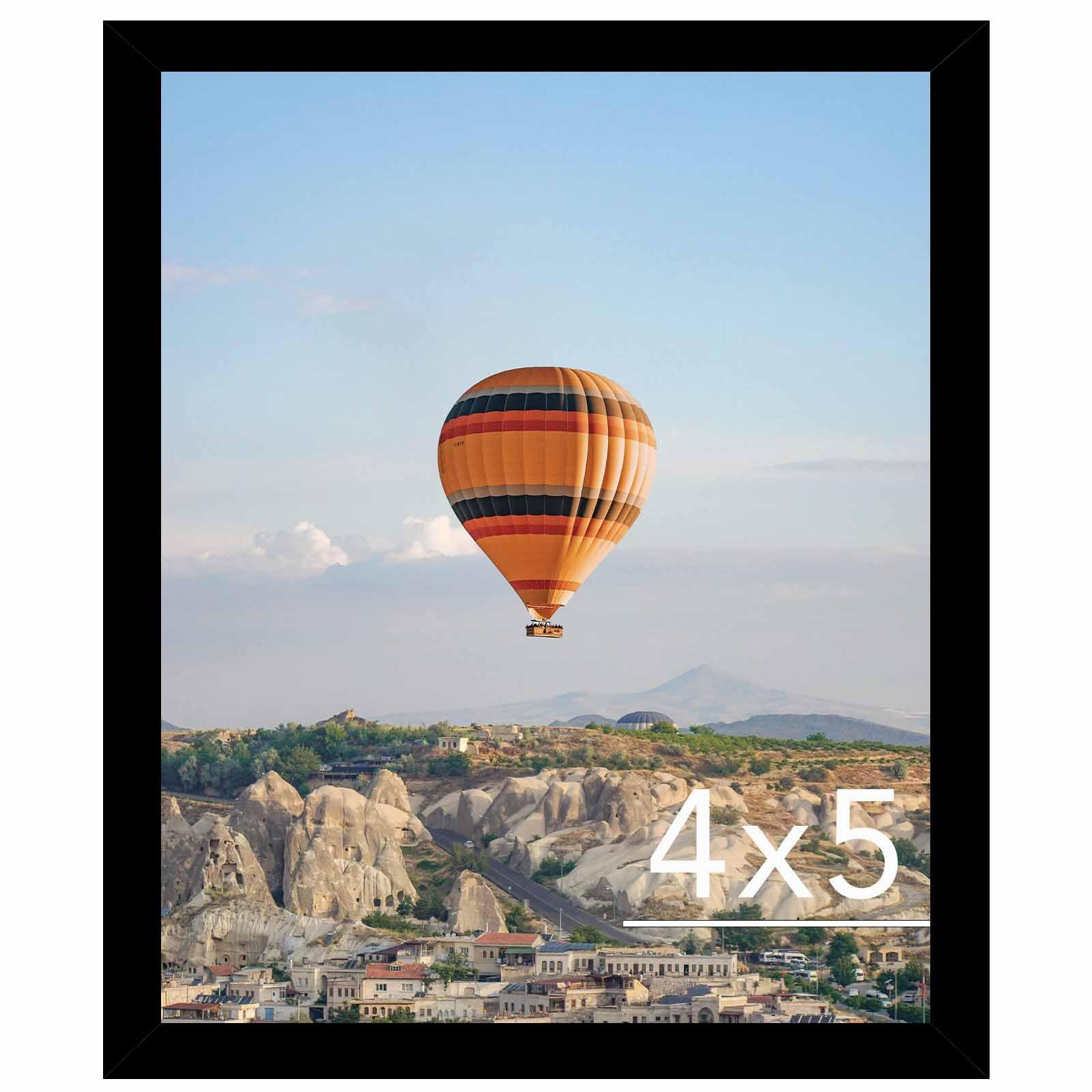 JCJMY 4x5 Picture Frame for Wall or Tabletop, Wall Hanging Horizontally or Vertically, 4 x 5 Wall Gallery Poster Photo Frame with Shatter Resistant Plexiglass, Black