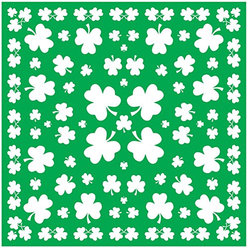 Beistle Shamrock Bandana, 22 by 22-Inch, Green/White, One-Size