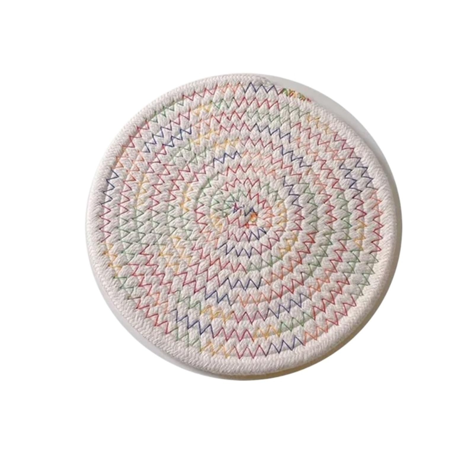 Woven Placemats Round Woven Cotton Dining Table Mat Thermal Insulation Household Anti Scalding Tea Cup Circular Dish