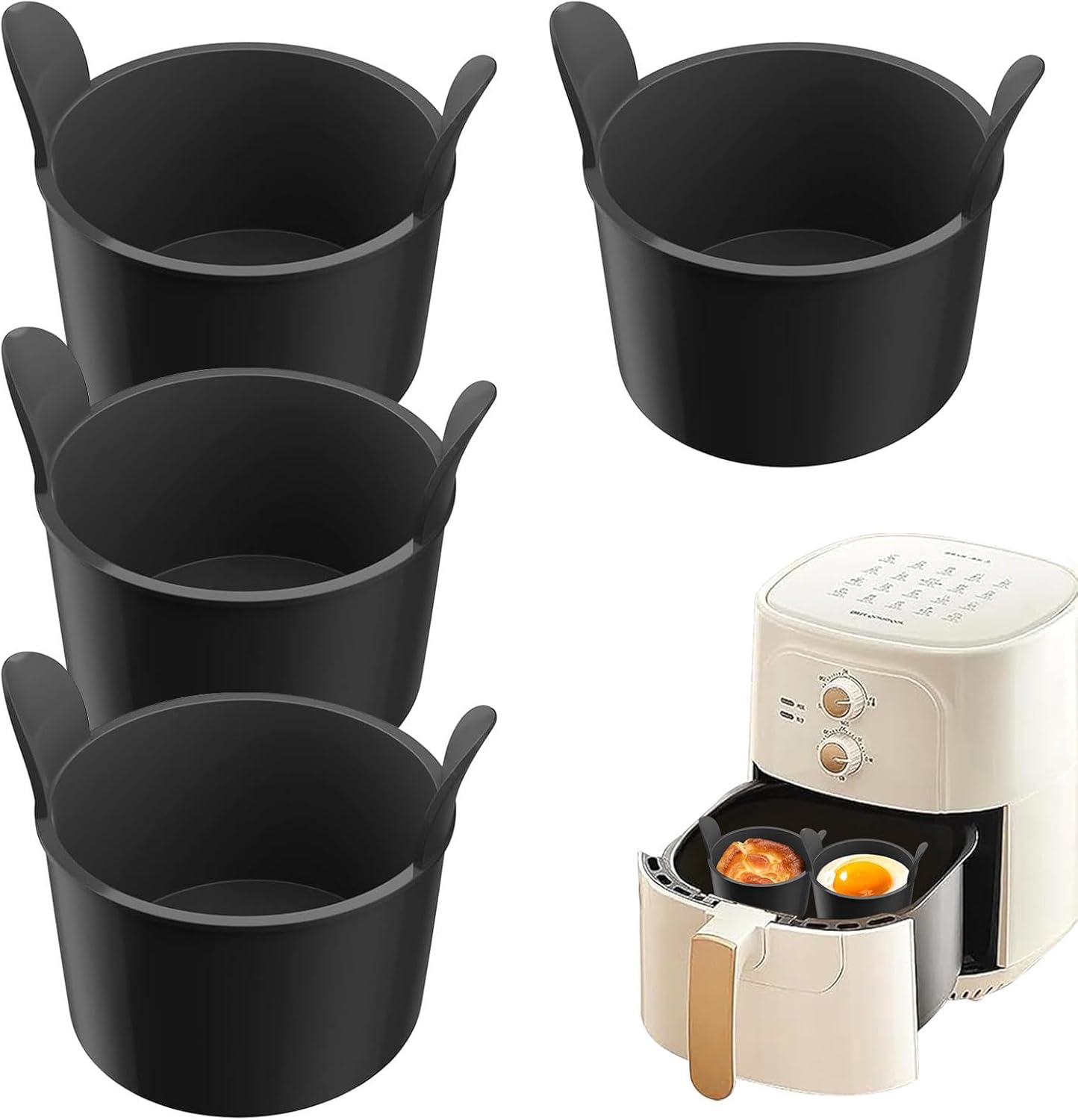 BeNsil 4PCS Ramekins for Air Fryer Silicone Air Fryer Egg Moulds, Non