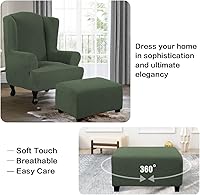 Vista 4 de H.VERSAILTEX Funda otomana rectangular de ajuste de longitud de 29 a 34 pies, funda para reposapiés, fundas protectoras para reposapiés, con tela