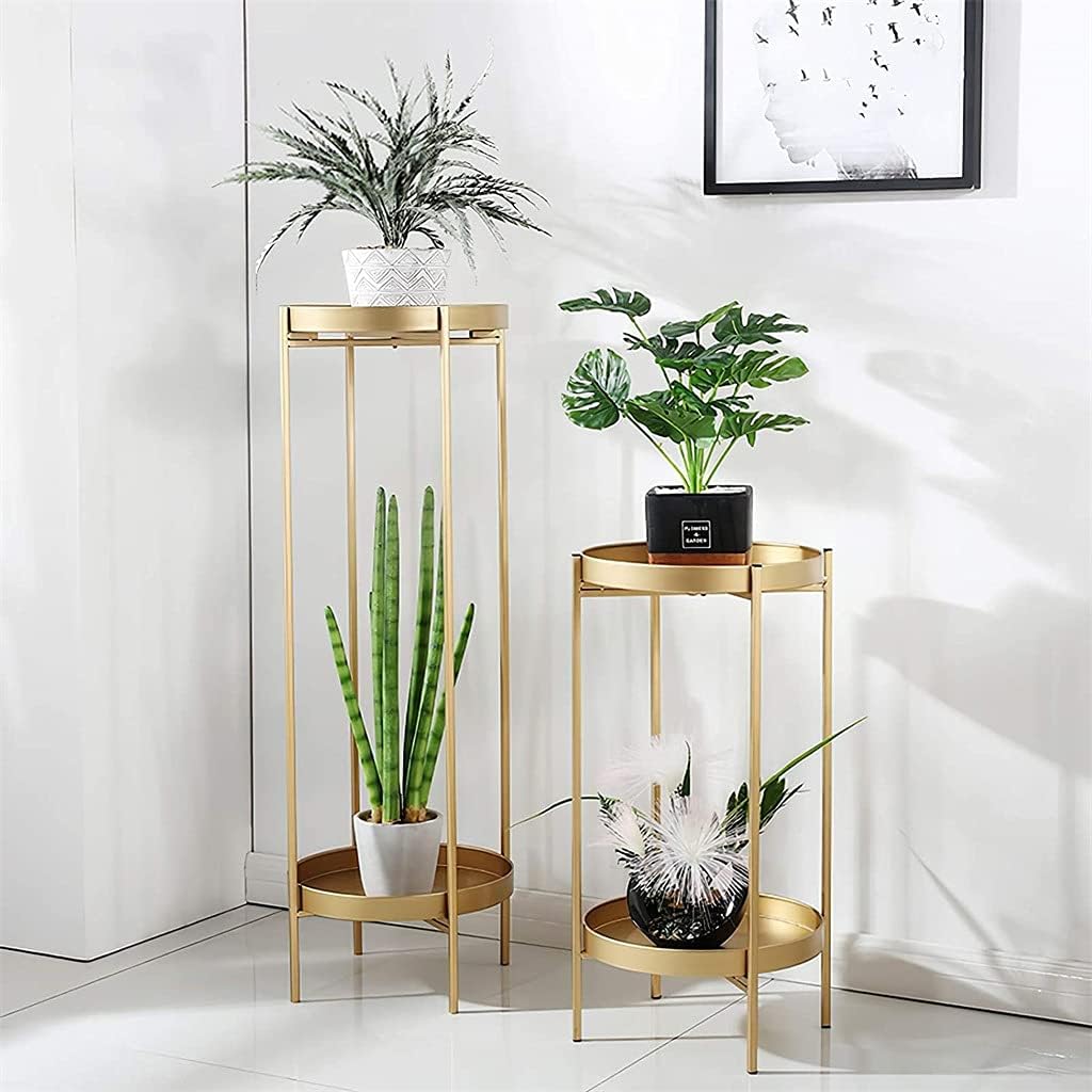 Plant Stand 2 Tier Metal Outdoor & Indoor Potted Flower Stand Display Shelf for Home Garden Patio