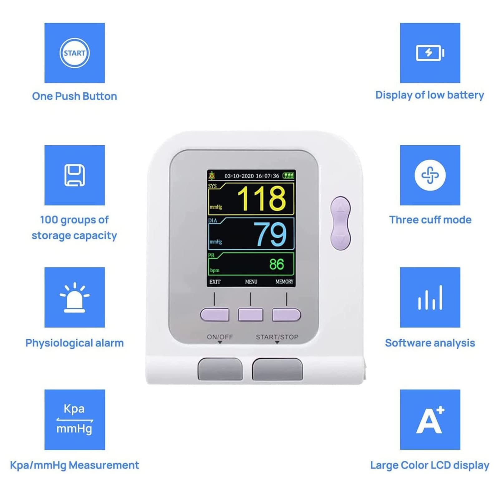 Monitor de presión arterial para mascotas, equipo veterinario digital, esfigmomanómetro electrónico de 3 modos y 3 puños, para el cuidado de perros/gatos/mascotas