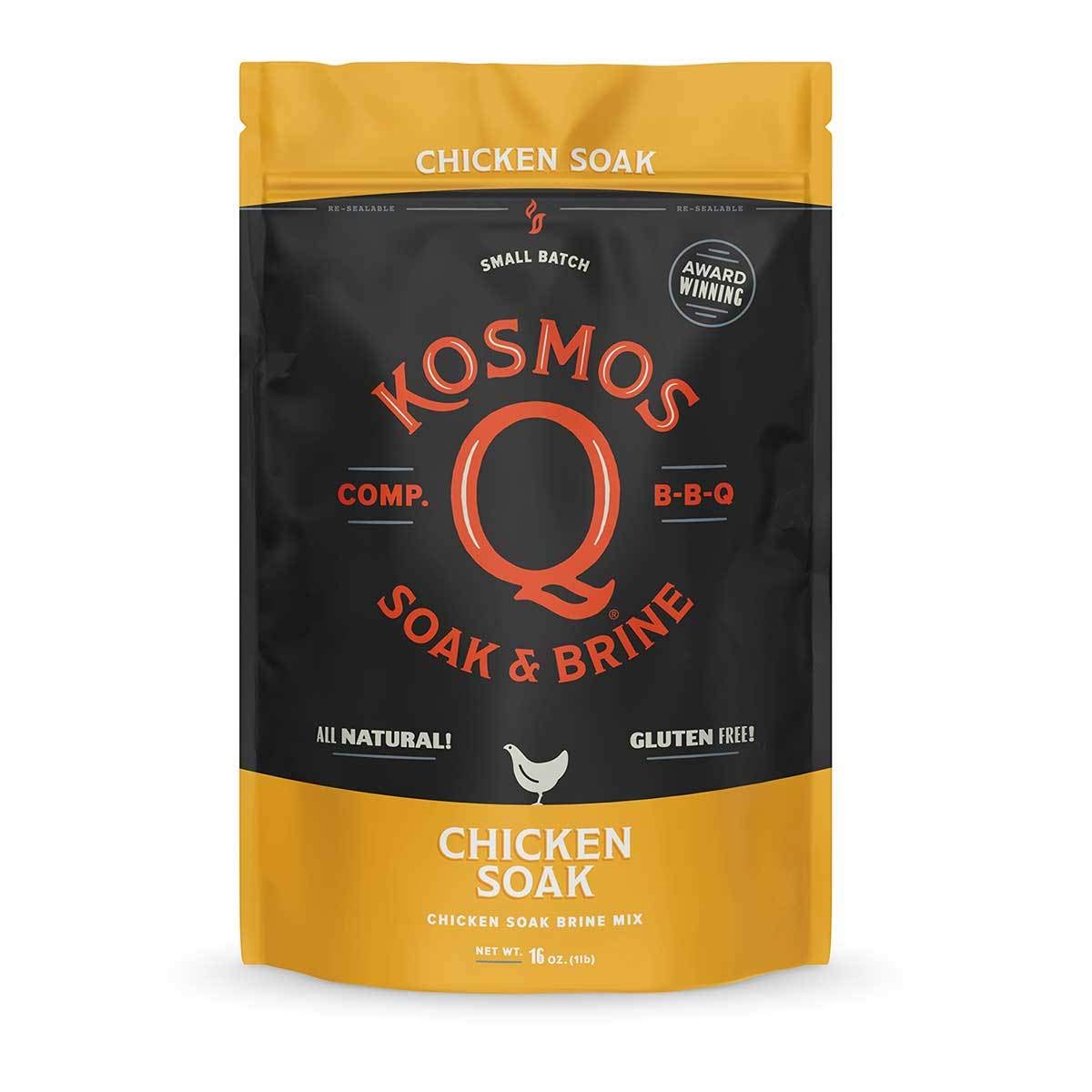 Kosmos Q Chicken Brine Soak, Brown Sugar & Worcestershire Spice Mix For Whole Bird, Breasts, Tenderloins, Grilling, Roasting, Smoking, Locks In Moisture, Savory Flavor, Easy Mix Directions, 16 Oz Bag