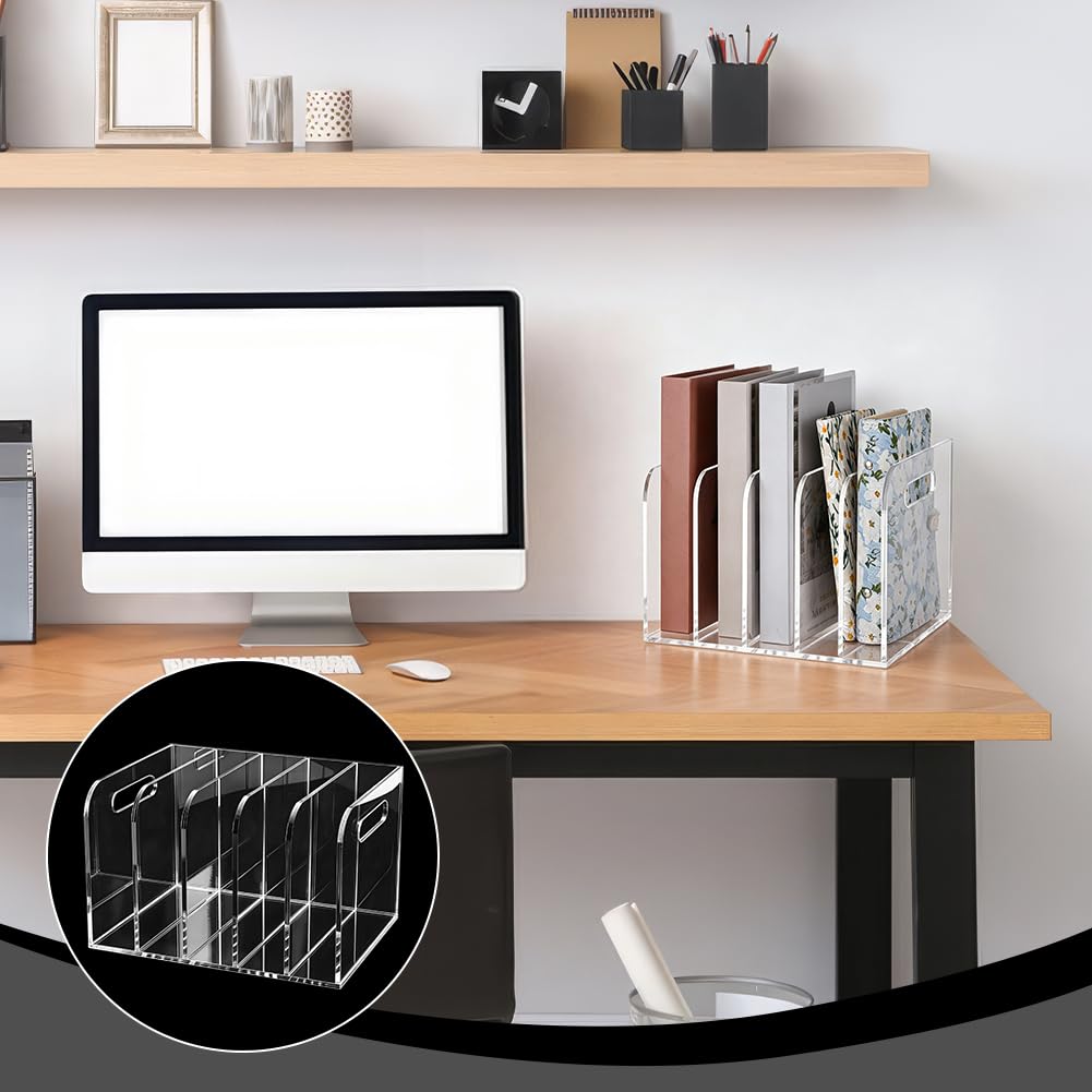 NBEADS Portariviste In Acrilico, 19x25.5x16cm 5 Scomparti Verticali Organizzatore Da Scrivania per Documenti Accessori per Documenti, Riviste e Libri